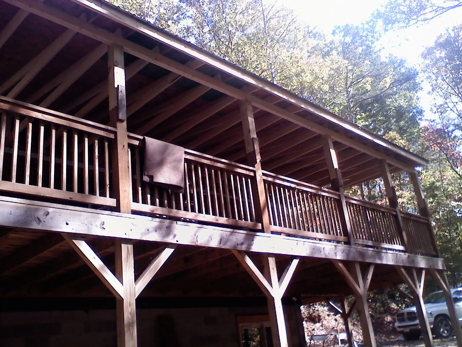 Timber framing under a new elevated porch and deck — Roof Leak Repair in Plattsmouth by Roofing Brothers